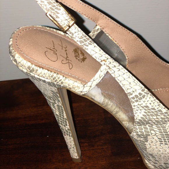 Snake Skin Slingback Peep Toe Pump - Picture 6 of 7